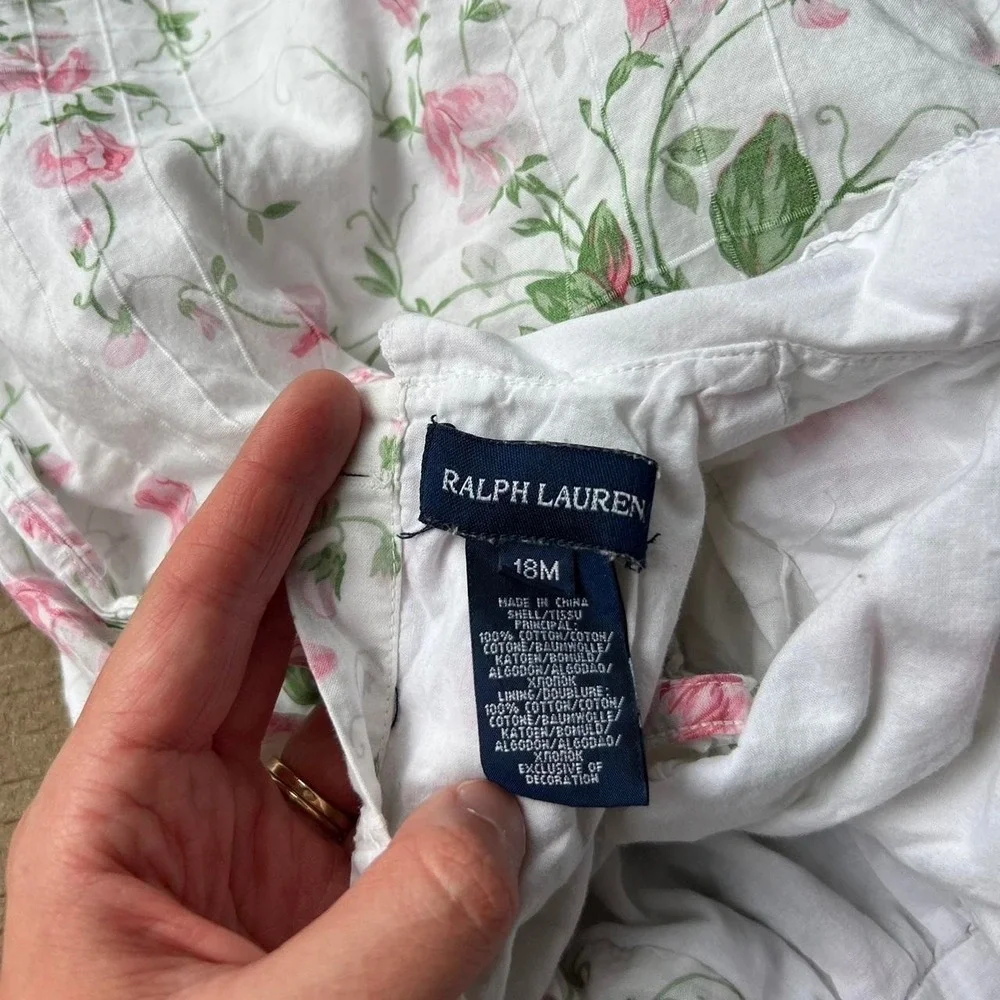 Vintage Ralph Lauren Baby Dress 18M Floral Coquette Cottage 100% Cotton